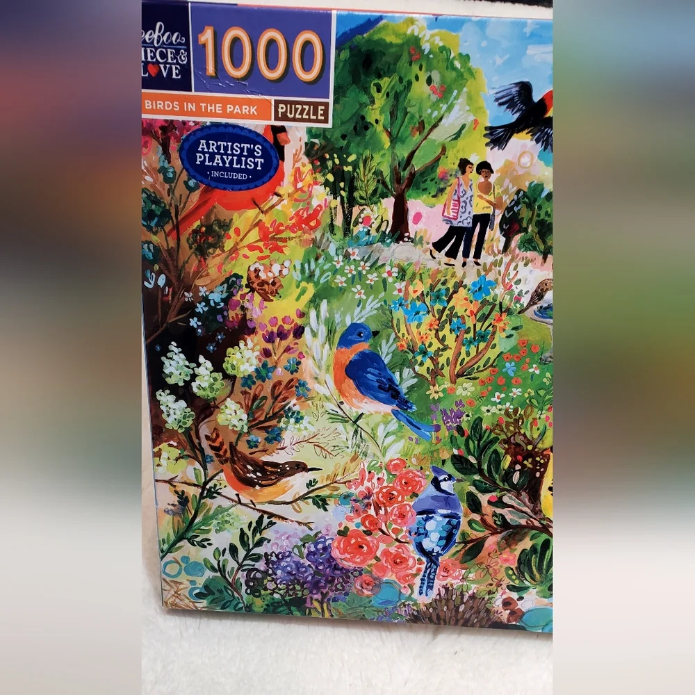 Birds in the Park 1000-Piece Jigsaw Puzzle - Colorful Garden Artwork